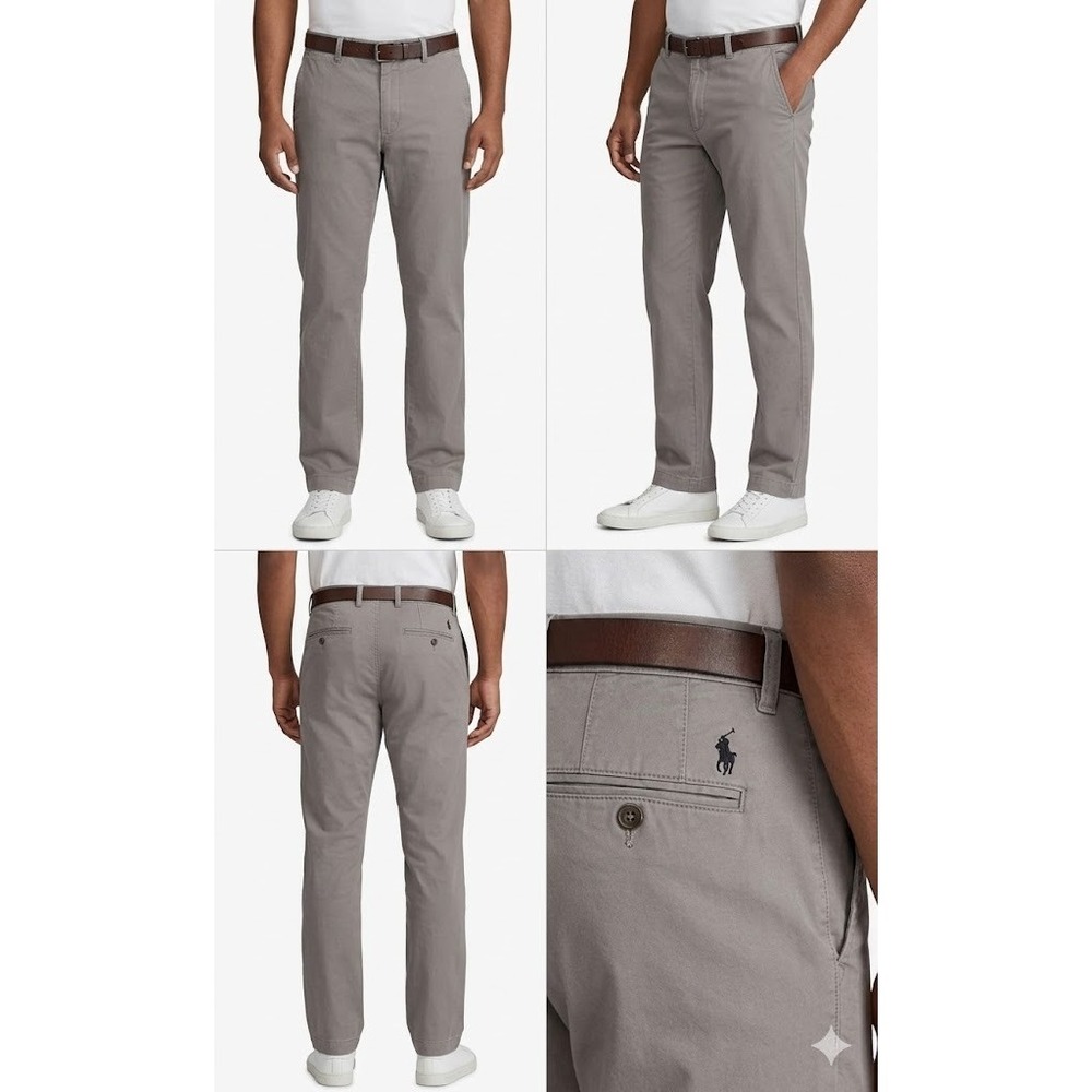 Polo‎ Ralph Lauren Chino Pants Mens 36x34 Gray Stretch Classic Fit Straight Leg